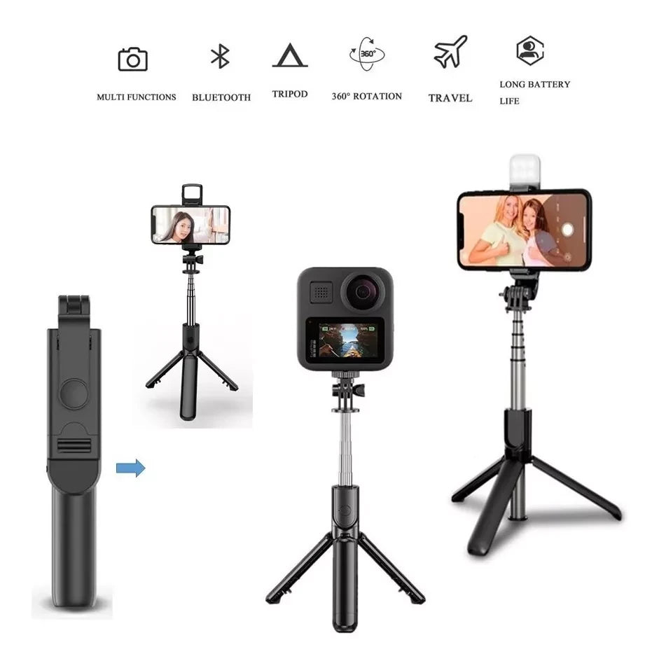 Selfie Stick Trípode Extensible con Luz LED y Control Remoto (165611)