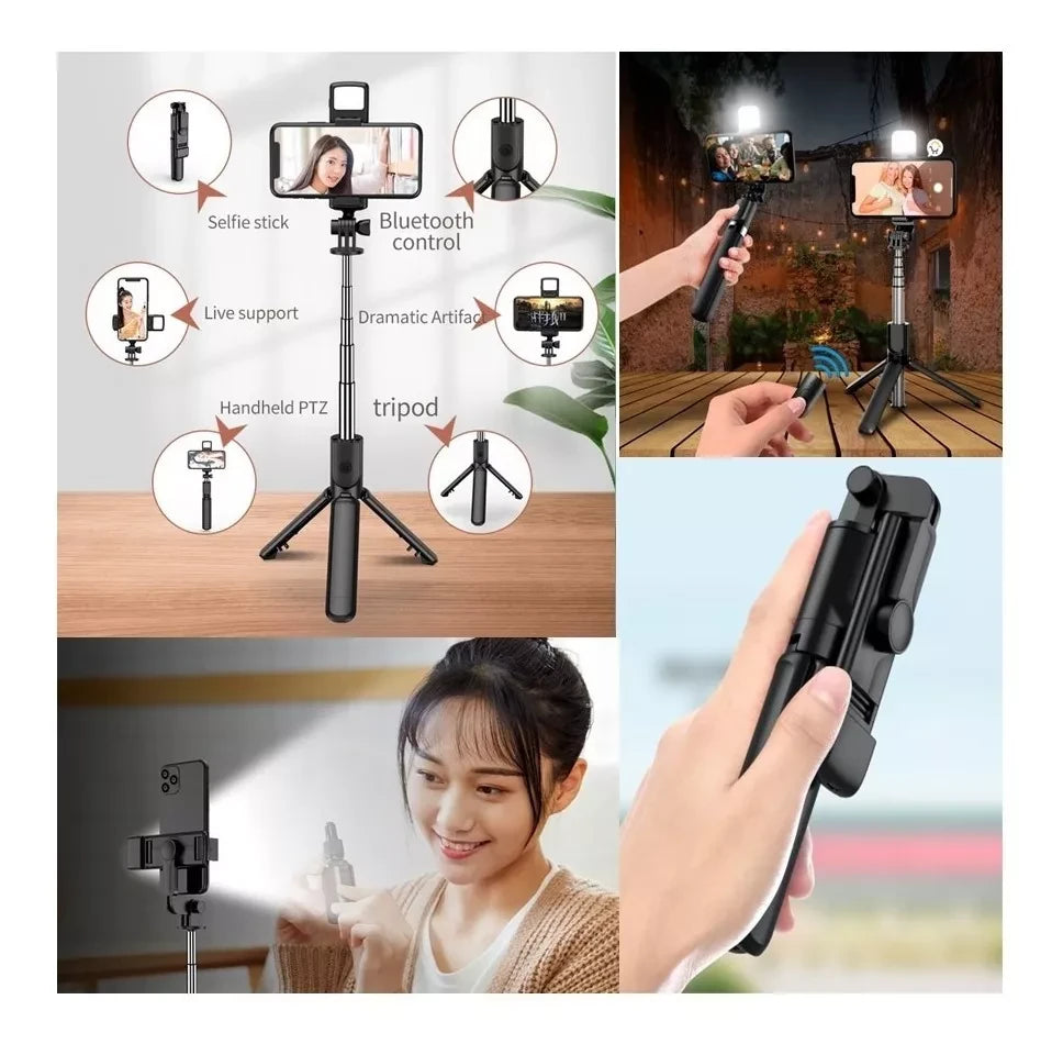 Selfie Stick Trípode Extensible con Luz LED y Control Remoto (165611)