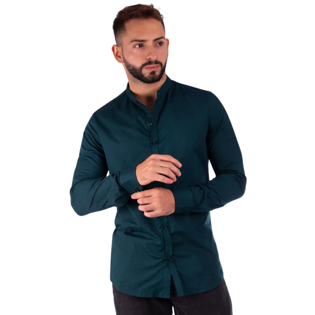 Camisas Slim Fit Cuello Mao (187786)