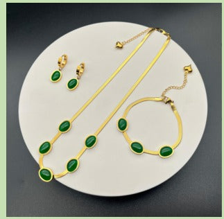 Set collar pendientes y pulseras esmeral