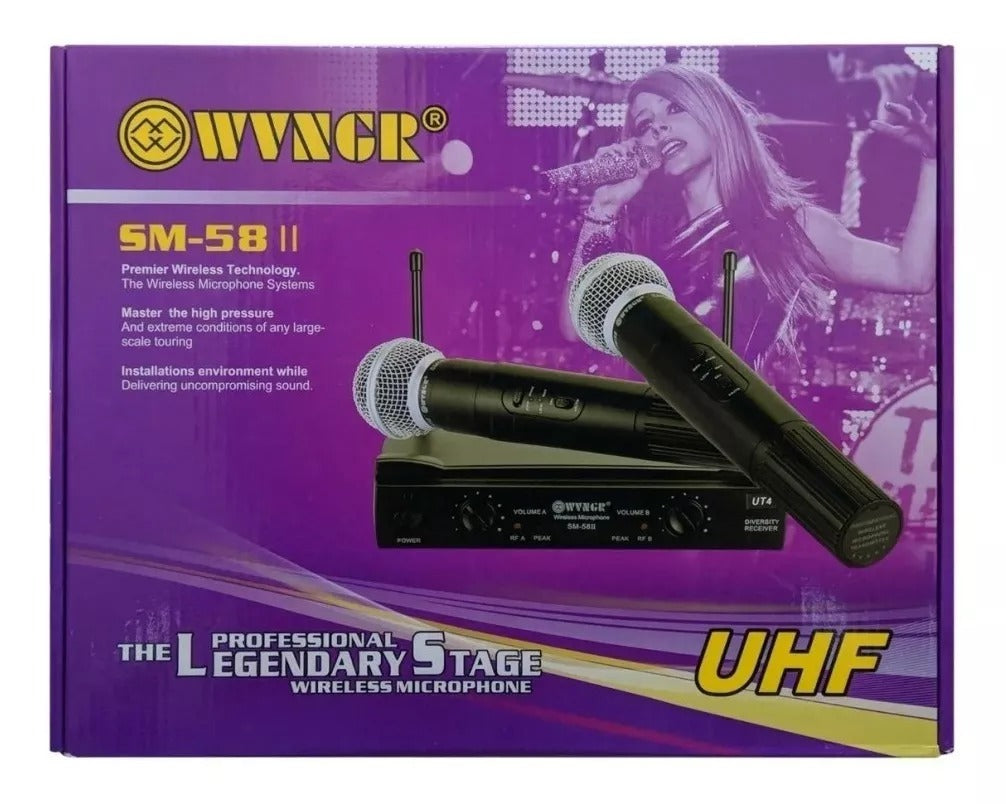 🎤 Par de Micrófonos Inalámbricos WVNGR SM-58II con Receptor 🎶 (928827)