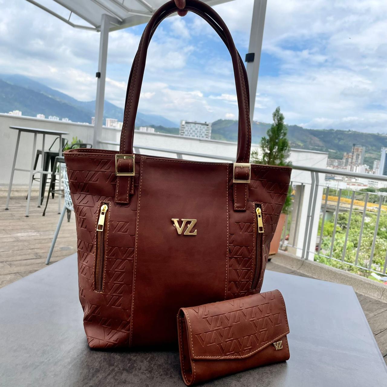 👜 Conjunto de Bolso de Mano + Billetera en Cuero Vélez | Exclusividad y Elegancia 💼 (938418)