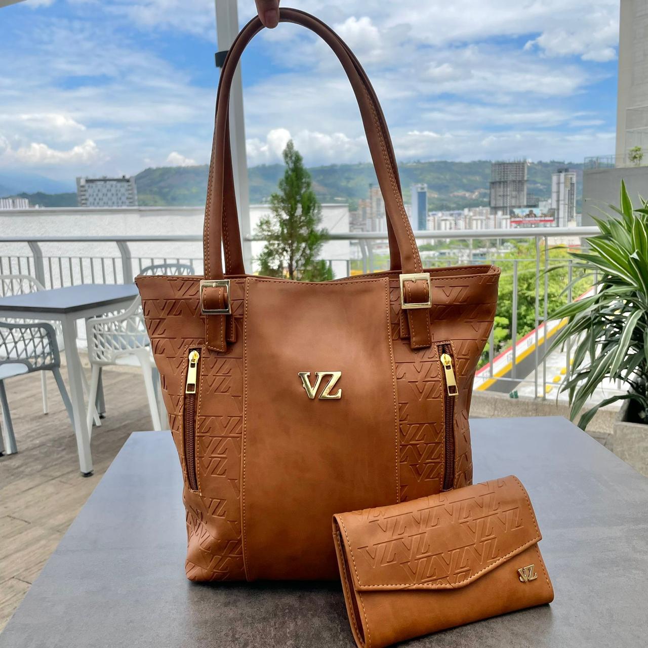 👜 Conjunto de Bolso de Mano + Billetera en Cuero Vélez | Exclusividad y Elegancia 💼 (938418)