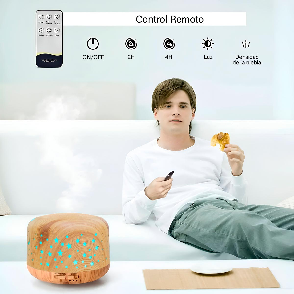 Humidificador con Luz LED y Aromaterapia