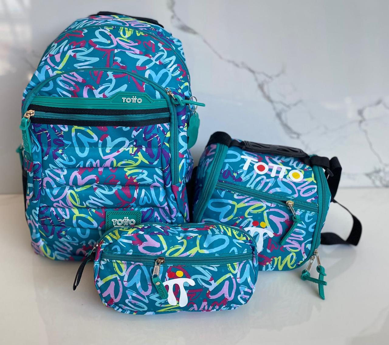Set Escolar Multifuncional Totto– Maleta/Morral, Lonchera y Cartuchera (1314869)