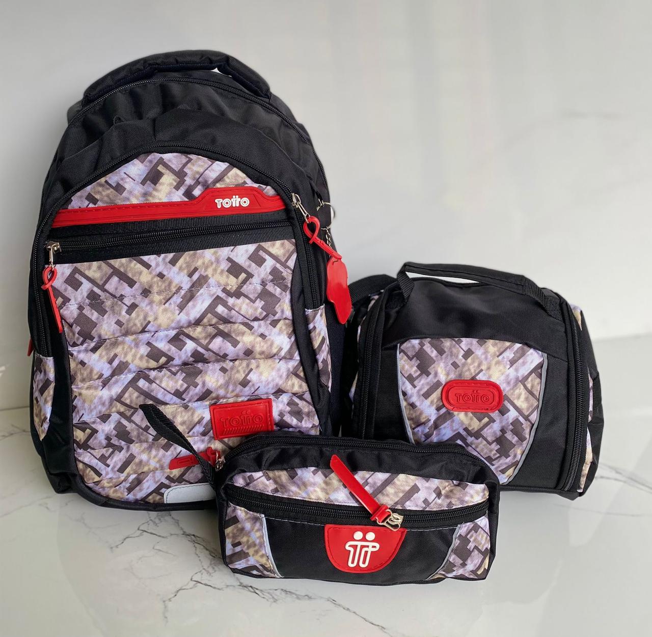 Set Escolar Multifuncional Totto– Maleta/Morral, Lonchera y Cartuchera (1314869)