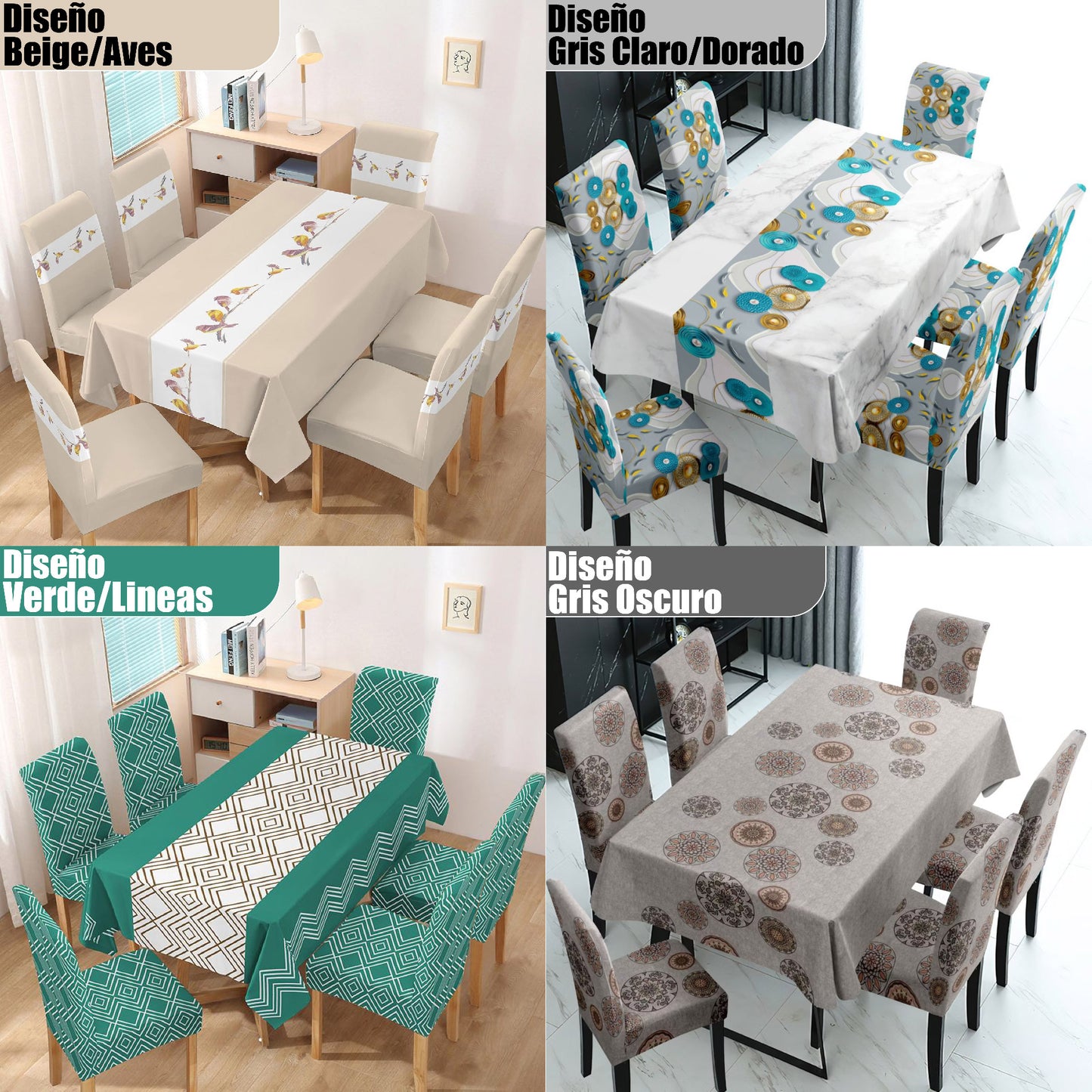 Combo Mantel Impermeable + 6 Fundas de Sillas (603210)
