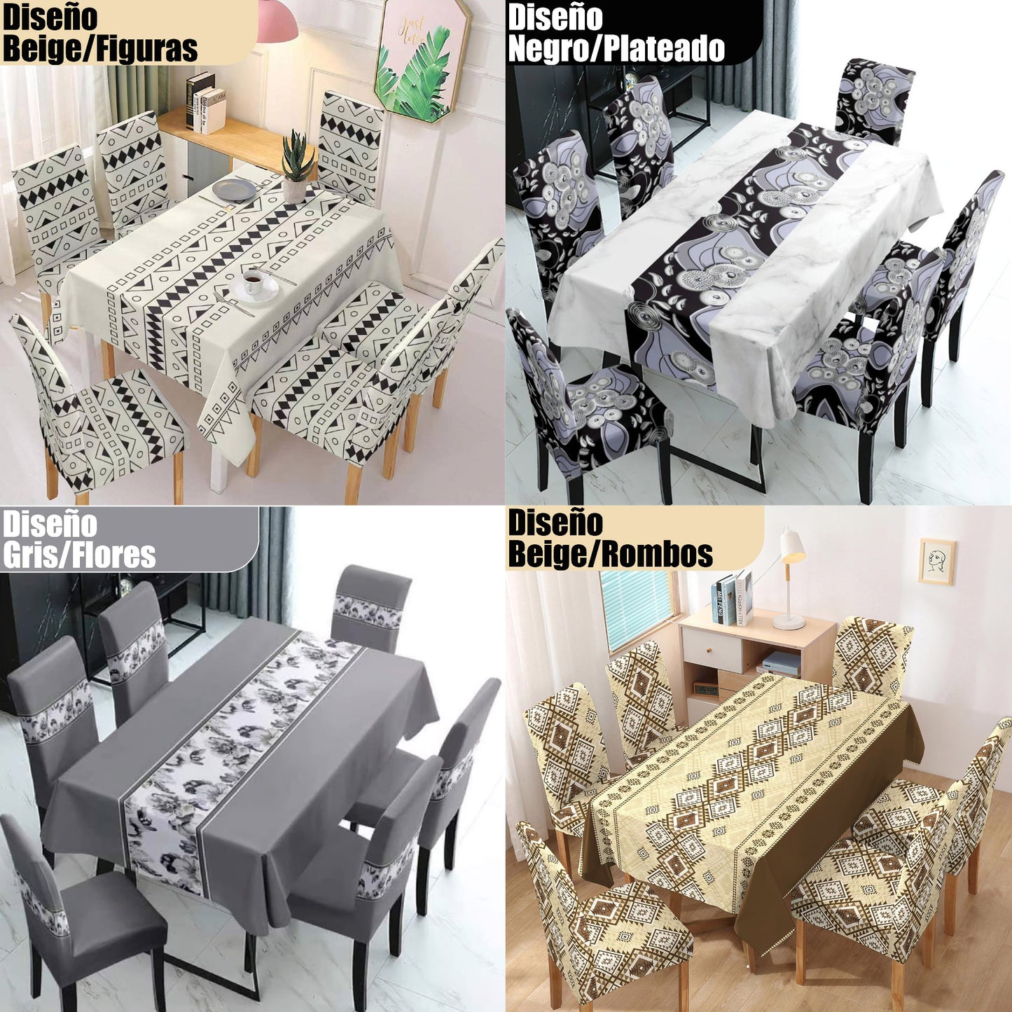 Combo Mantel Impermeable + 6 Fundas de Sillas (603210)