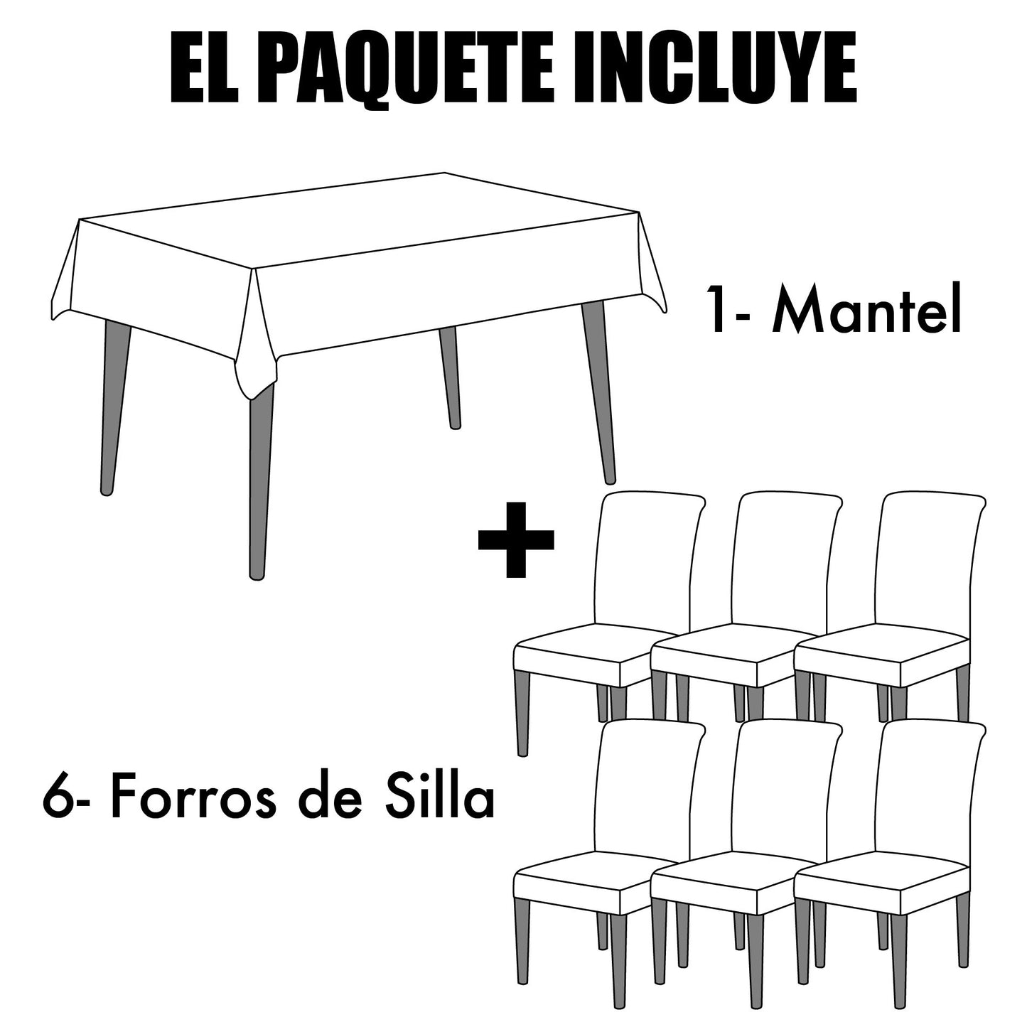 Combo Mantel Impermeable + 6 Fundas de Sillas (603210)