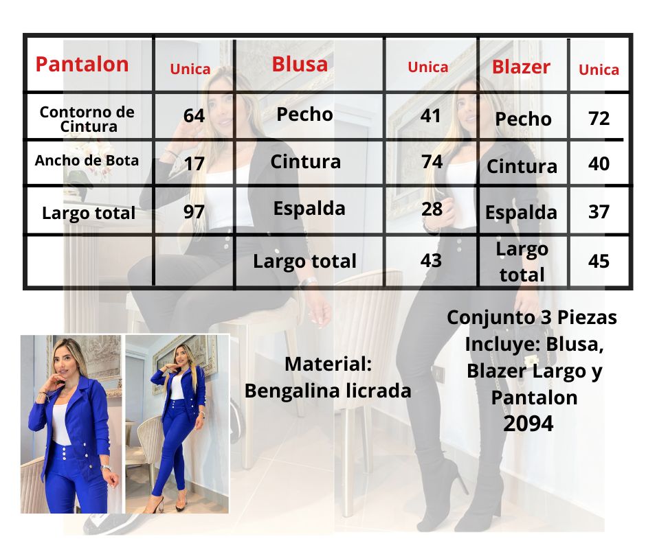 Conjunto de 3 Piezas con Blazer Largo 2094.