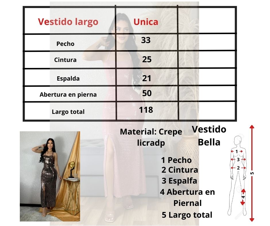 Vestido largo Pierna descubierta Bella