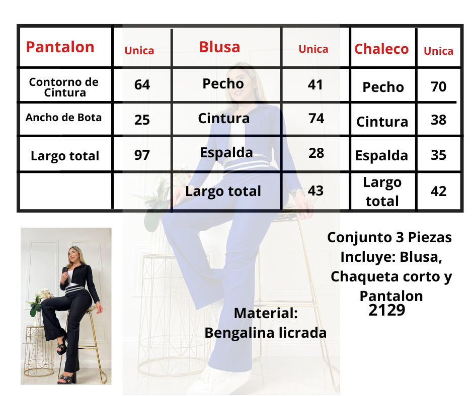 Conjunto de 3 Piezas con Pantalón de Bota Ancha (1611486)