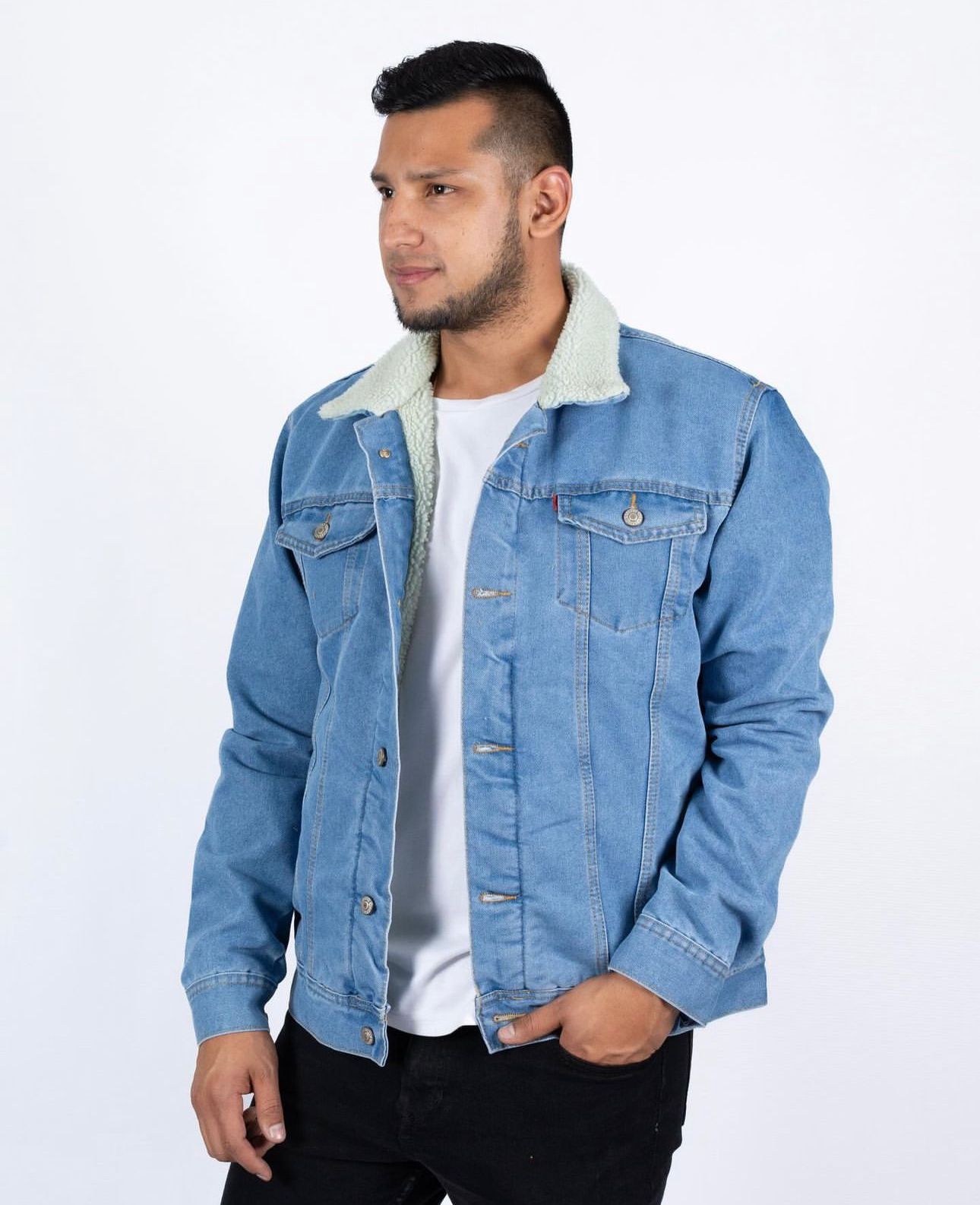 Chaqueta en jean con ovejero T68A.