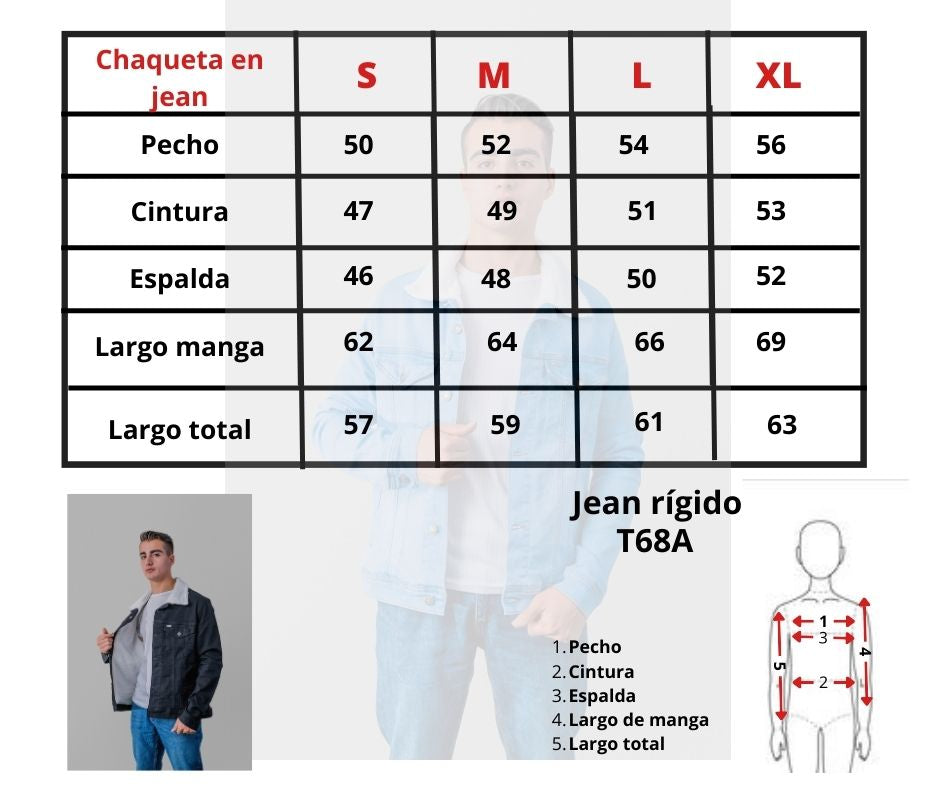 Chaqueta en jean con ovejero T68A.