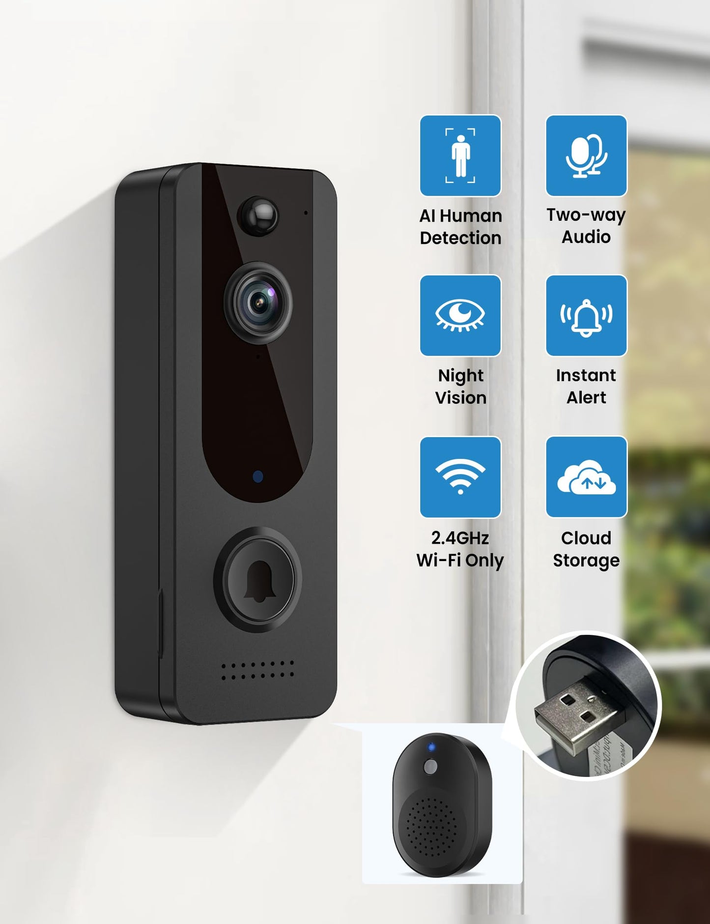 Timbre Video Portero wifi 1080 app Aiwi (804226)