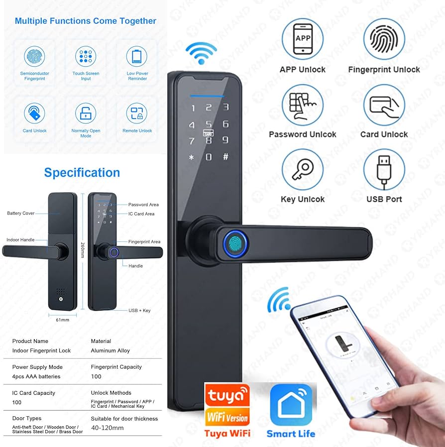 Cerradura Inteligente con Wi-Fi y Desbloqueo Remoto (420215)