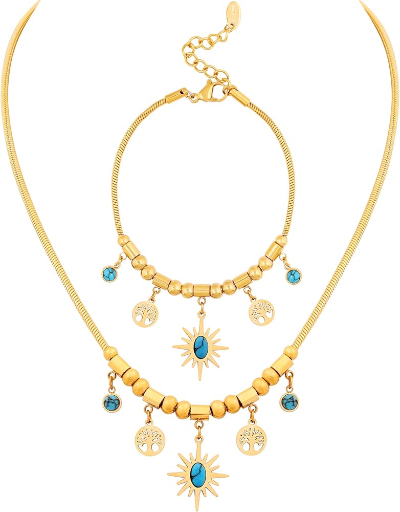 Collar árbol de vida con piedra azul