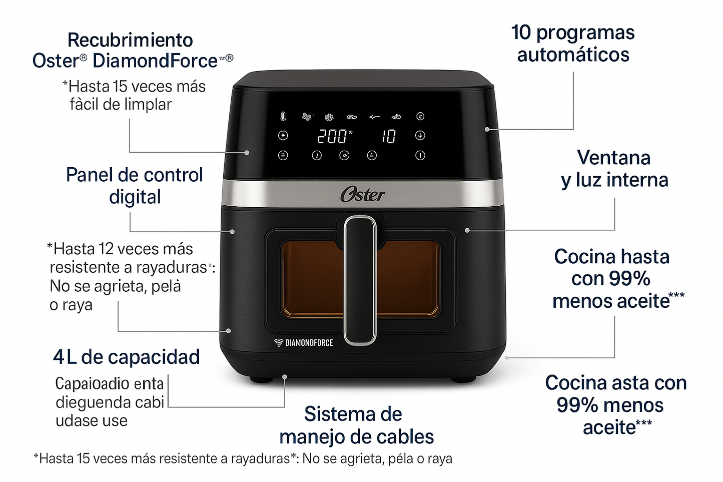 Oster® Freidora de Aire Digital 4L (1834100)