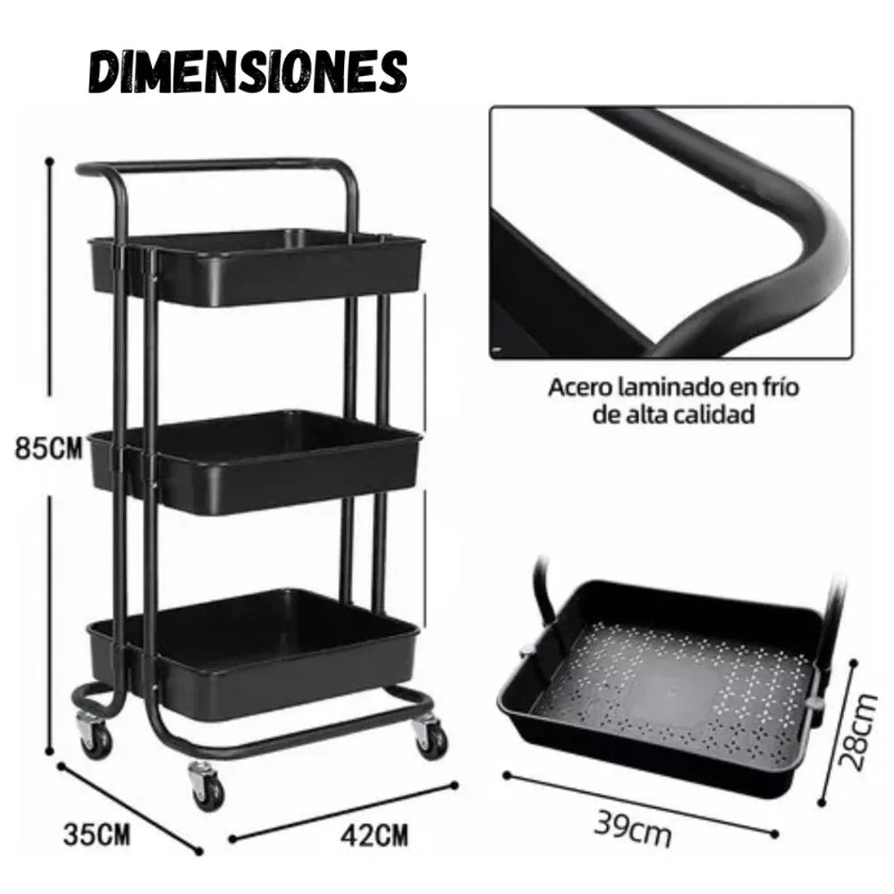 Carrito Auxiliar Organizador Multiusos 3 Niveles (1649220)