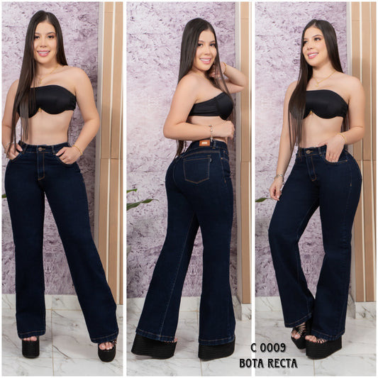 Jean Bota Recta Clásico en Tono Oscuro – Estilo Atemporal con Tiro Alto Tipo Mom (1105431)