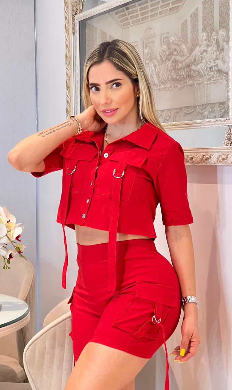 Conjunto de 2 Piezas: Blusa Manga Corta y Short