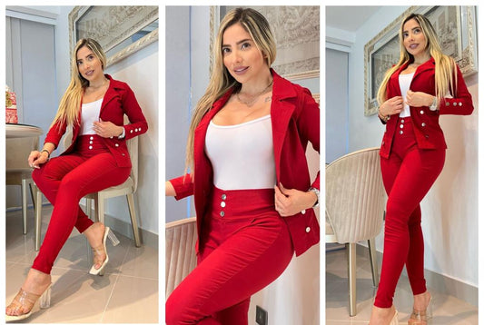 Conjunto de 3 Piezas con Blazer Largo 2094.